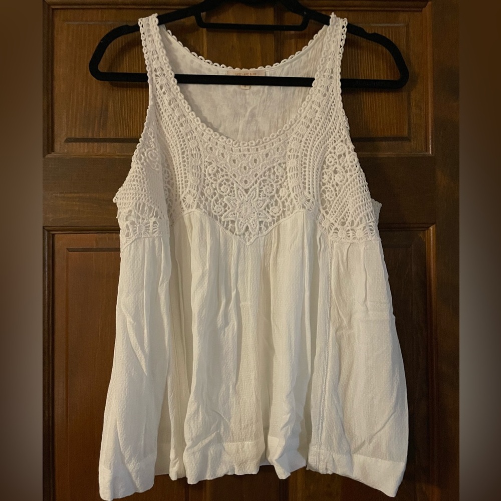 Skies Are Blue White Lace Tank Top
